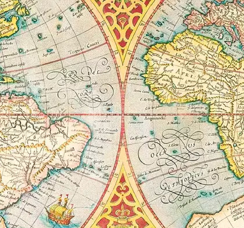 A drawing of a world map for The Route provided by Laroot World, an organic, local, gluten free New York City flexitarian, pescatarian, carnitarian, vegan, and vegetarian meal delivery service