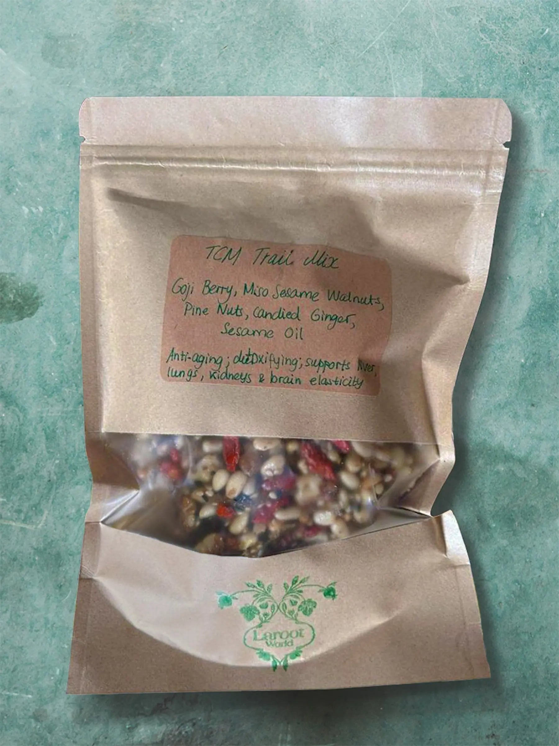 TCM Trail Mix provided by Laroot World, an organic, local, gluten free New York City flexitarian, pescatarian, carnitarian, vegan, and vegetarian meal delivery service 